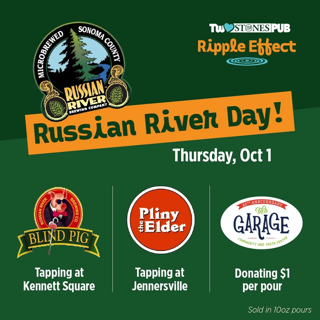 Great beer. Great cause. Come out tomorrow to grab a fresh @russianriverbrewingofficial &amp; support @garageyouthcenter . Until they're kicked, $1 from every pour will go to The Garage &amp; the great work they do in our community. 

Support Local. 