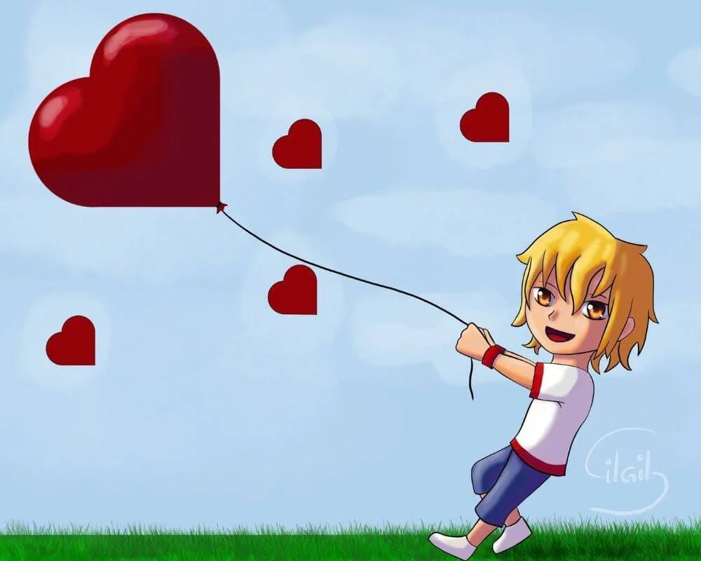Lulu avec un ballon coeur