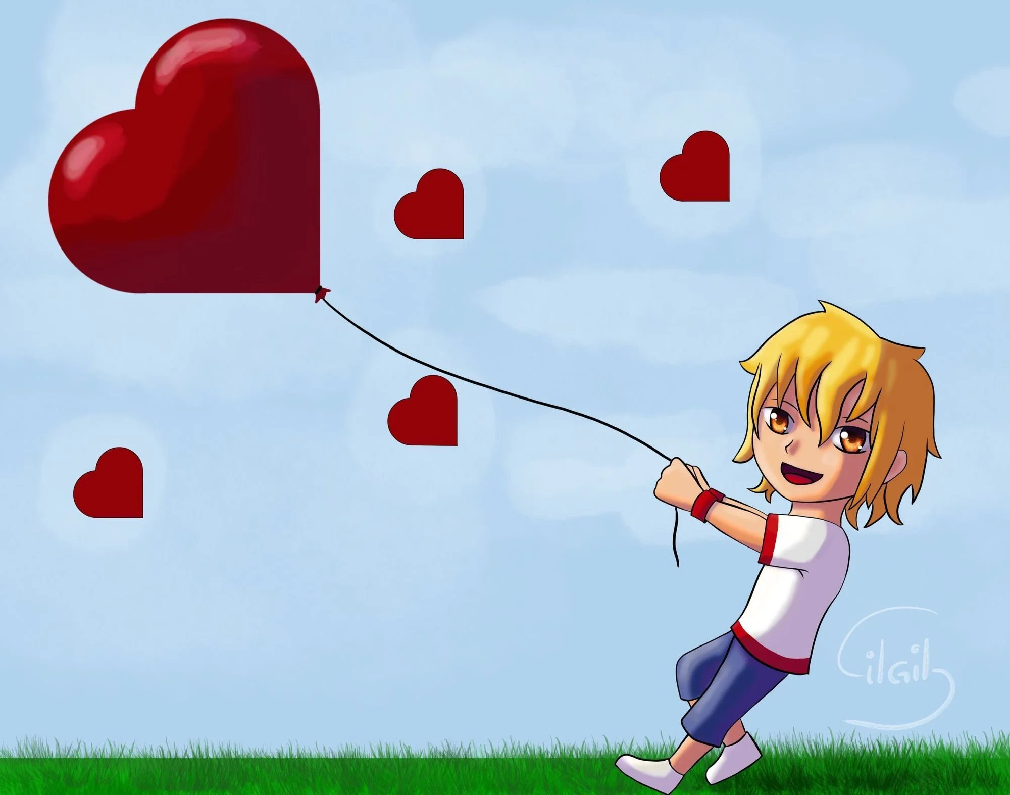 Lulu avec un ballon coeur