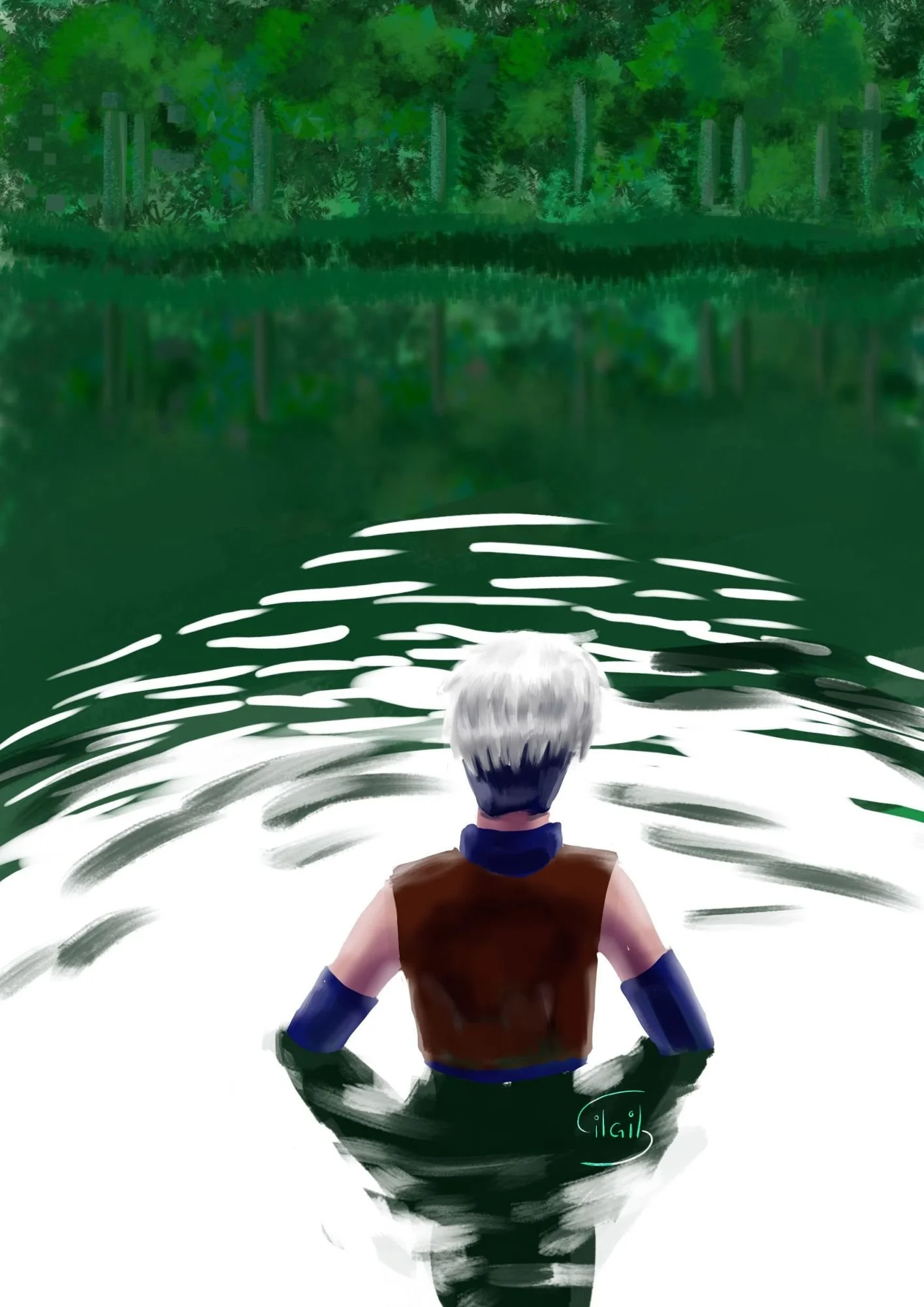 Elyandra dans un lac