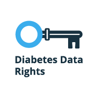 A graphic of a blue key with the words 'Diabetes Data Rights' beneath.