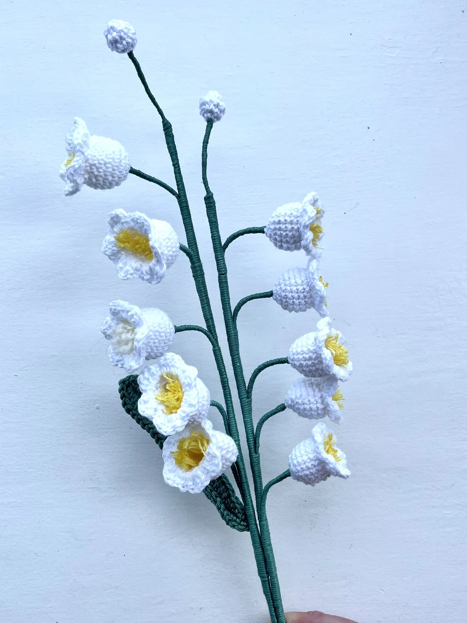 white crochet lily of the valley