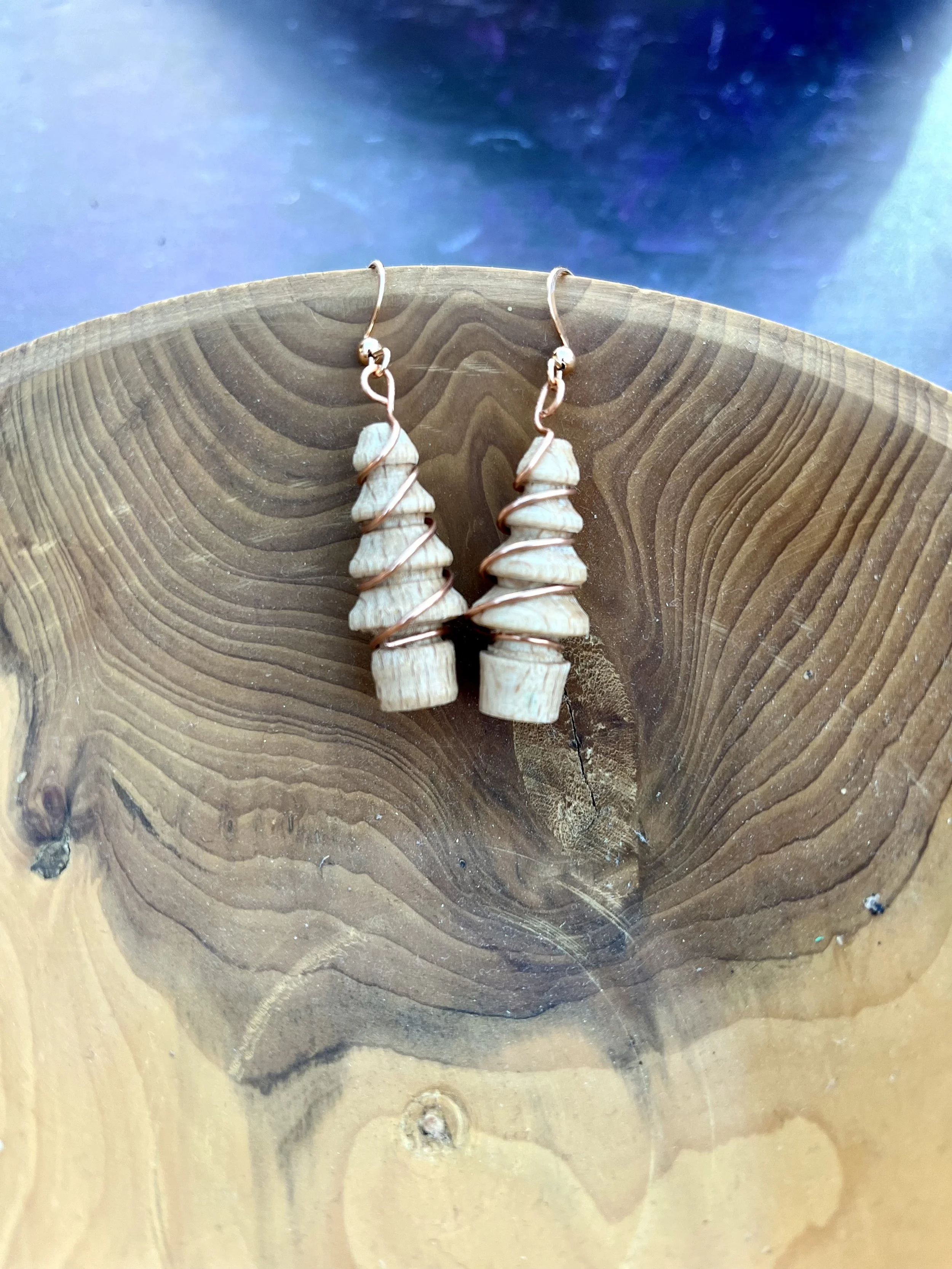 Wooden Christmas Tree Earrings