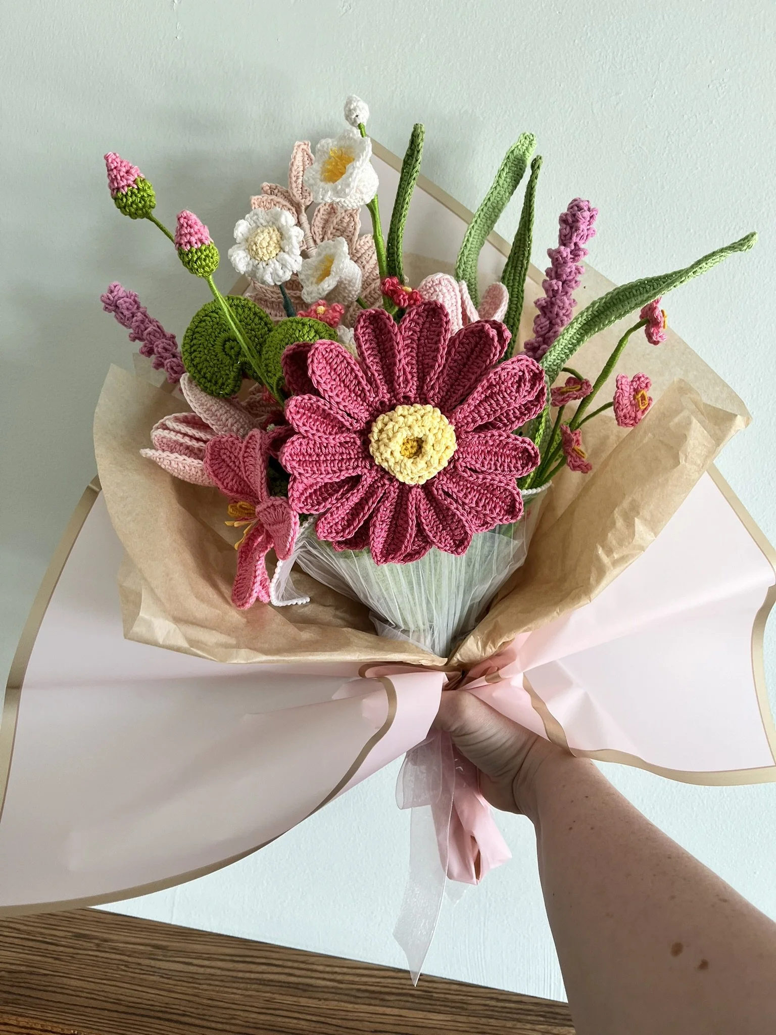 Pink Gerbera & Tung Flower Bouquet (13 items)