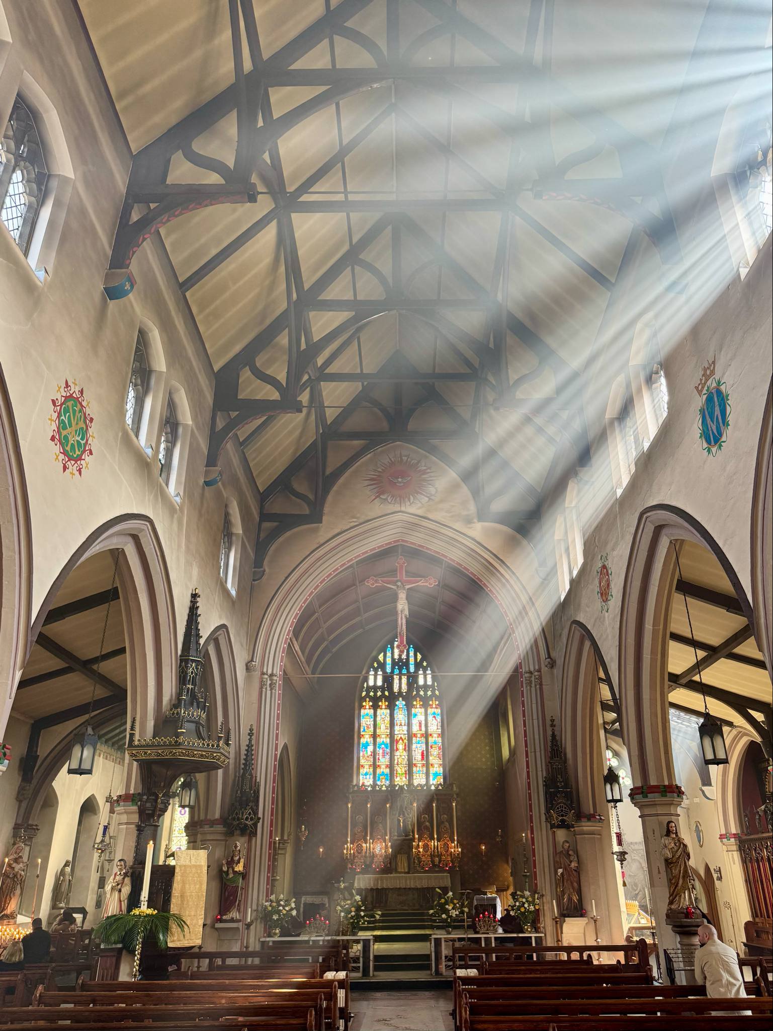 'Ablaze with light from her eternal King,
let all corners of the earth be glad!'
