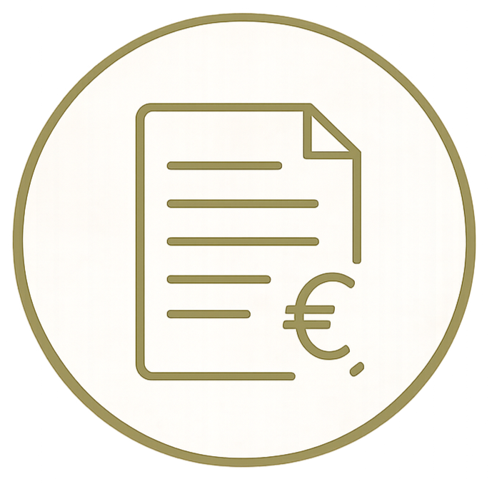 Symbol für eine Rechnung mit Eurozeichen im Kreis