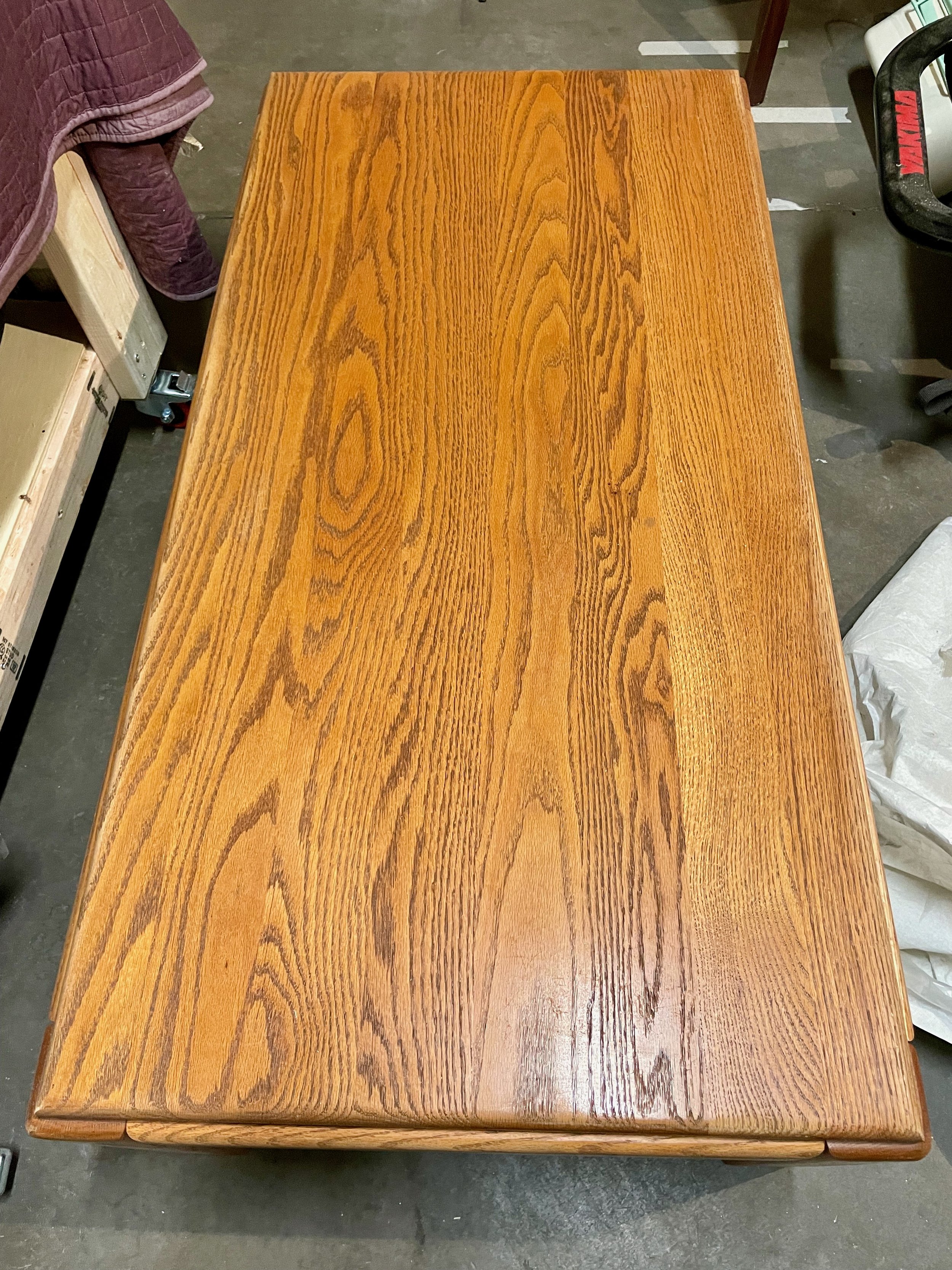 ~ before ~ the finish is a bit orange on this table, let's strip the top coat and refinish it.