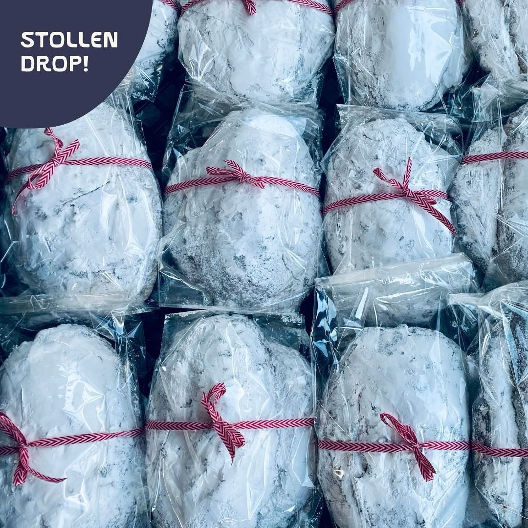 It&rsquo;s stollen season!! Also known as the Queen of Christmas breads, it&rsquo;s somewhere in a happy middle between bread and cake. Ours is based on head baker Aaron&rsquo;s Great Great Grandfather&rsquo;s recipe, filled with candied citrus and c