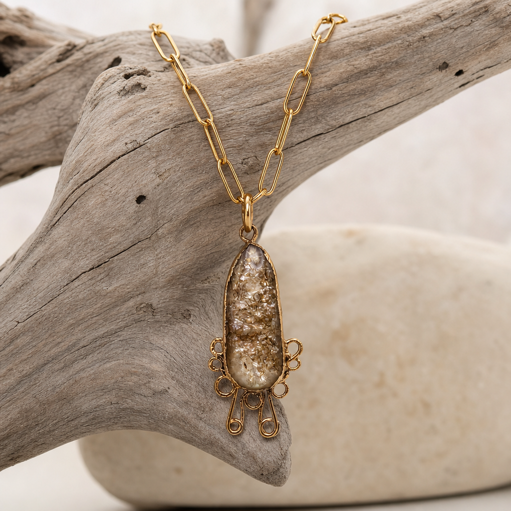 Abalone Shell Flow Pendant Necklace
