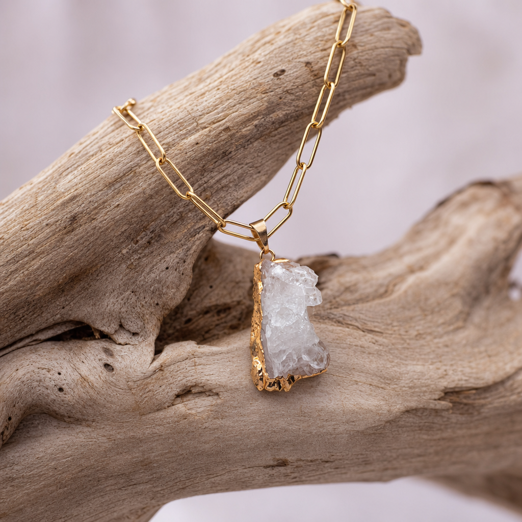 Clear Quartz Cluster Crystal Clarity Pendant Necklace