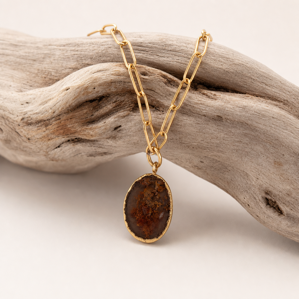 Moss Agate Balance Pendant Necklace