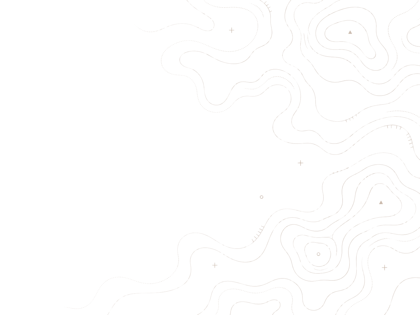 Black background with white contour lines indicating topographical features and small star symbols scattered across.