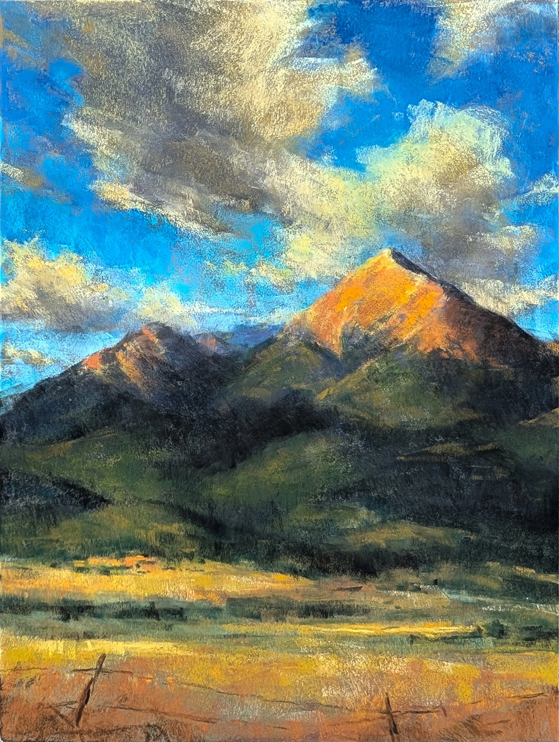 "A Peak of Light" | 9x12" Pastel on Pastelbord | Westcliffe, Colorado | 2025