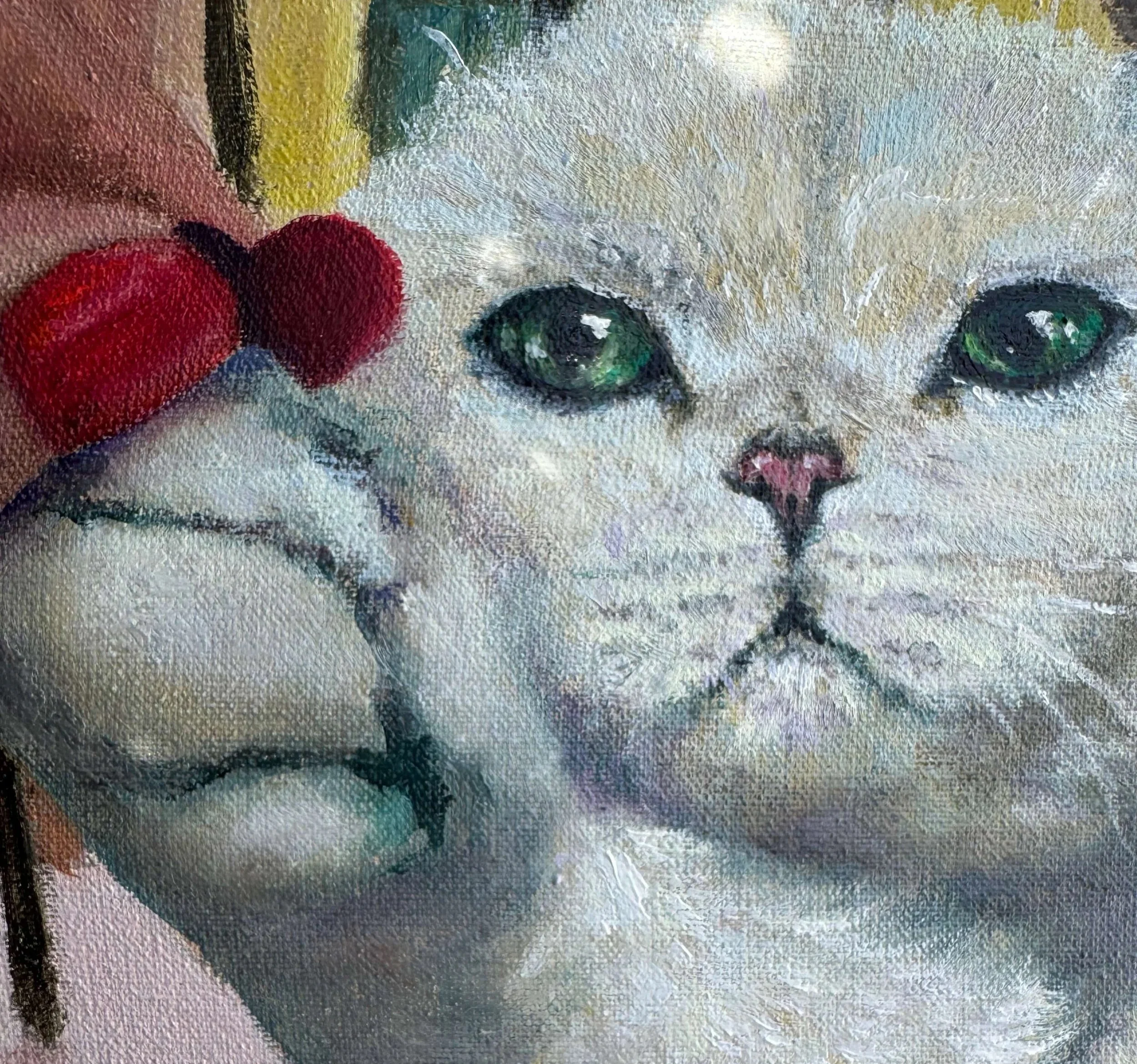 Scottish fold portrait cat artwork smallest details hand painted custom cat art