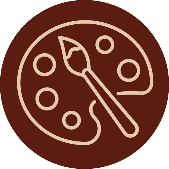 Icon of a pizza with a pizza cutter