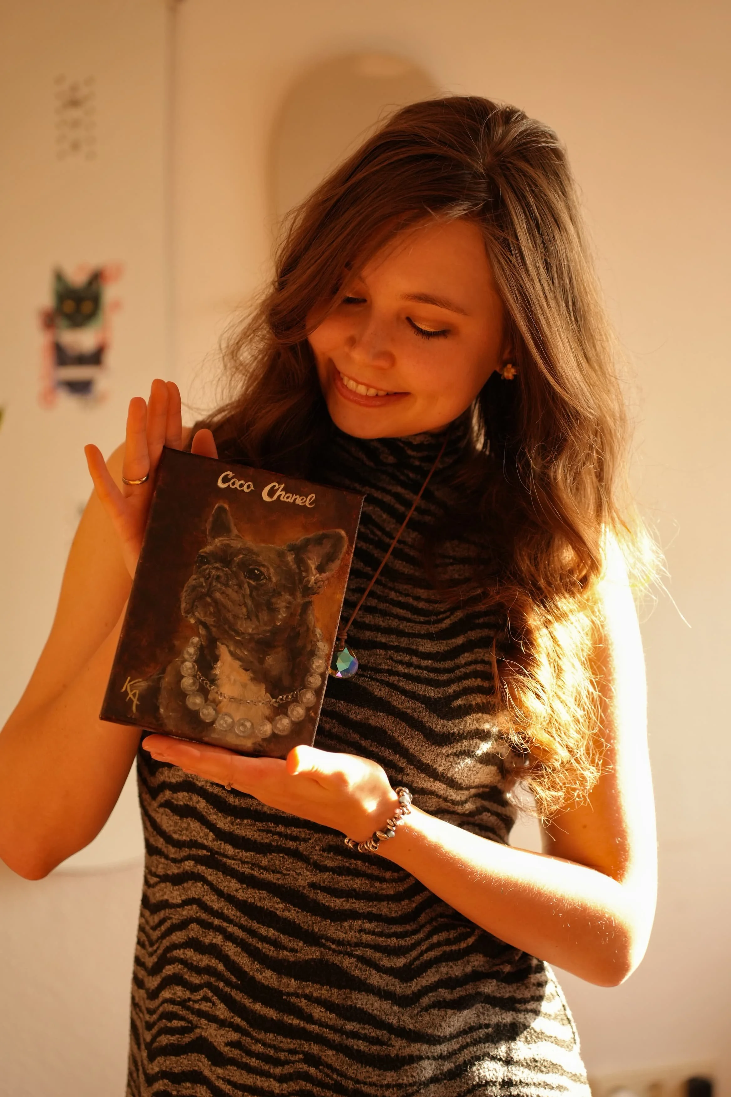 Katerina Akhmylova katerinicart Artist with a Dog portrait French bulldog custom portrait