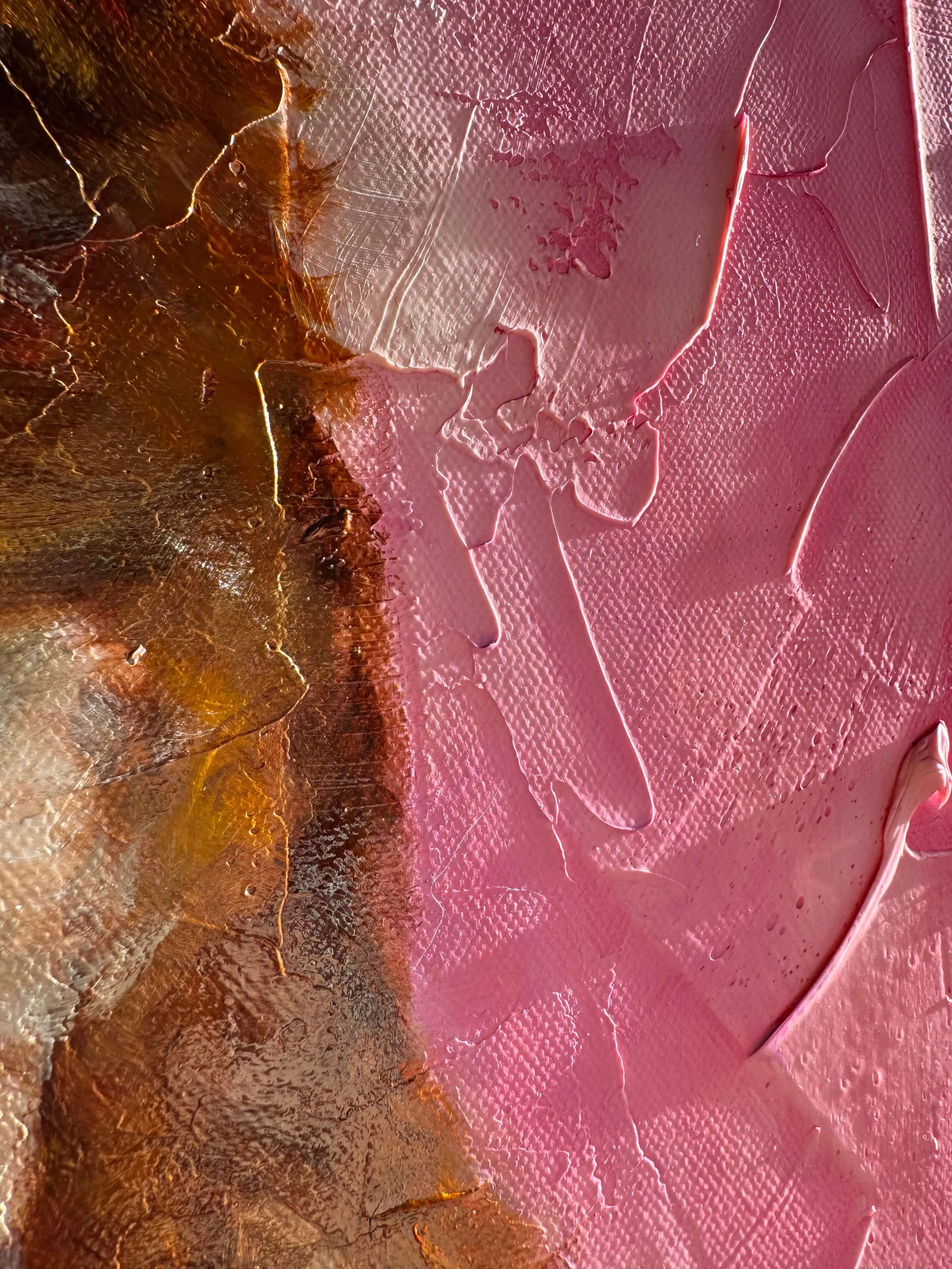 texturiertes kunstwerk impasto kunst modern hundeportrait pink farbe