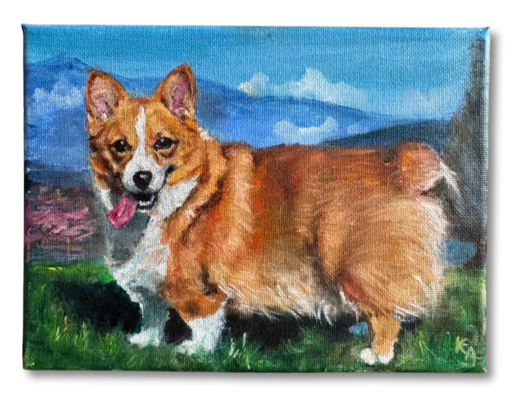 corgi portrait ölgemälde tierportrait