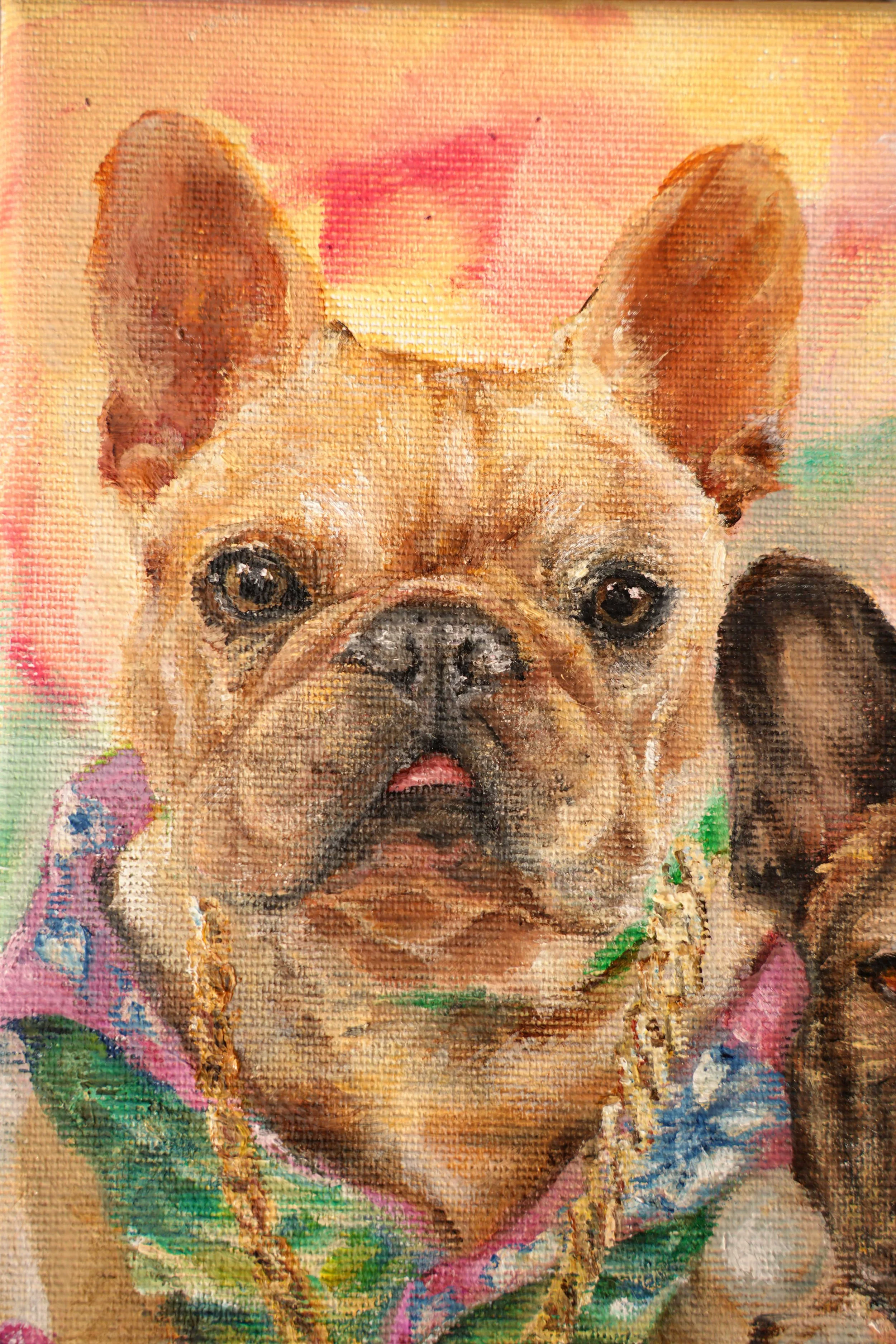 individuelles Hundeportrait Französische Bulldogge Portrait frenchie Kunst