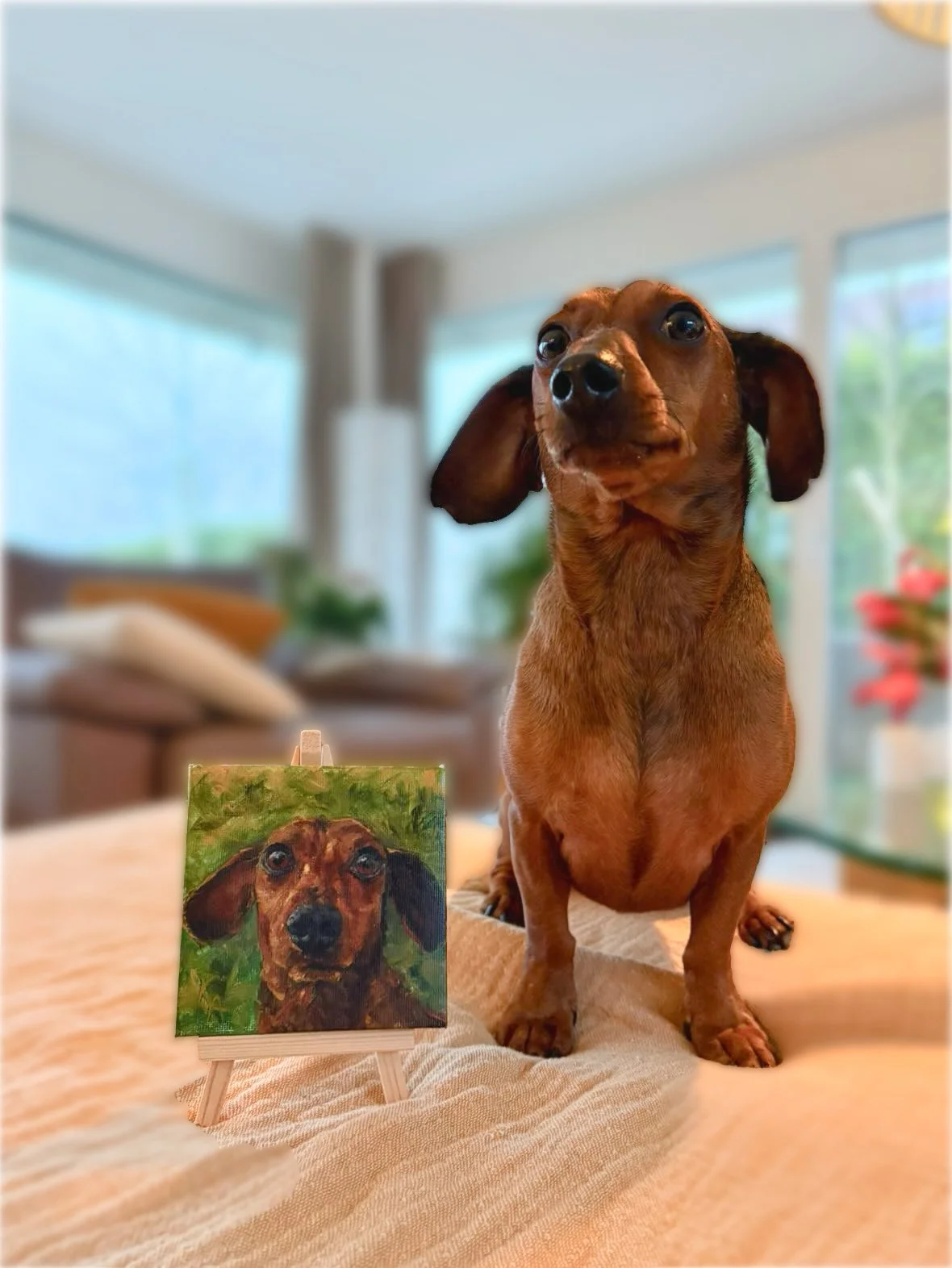 dachshund portrait ölgemälde tierportrait