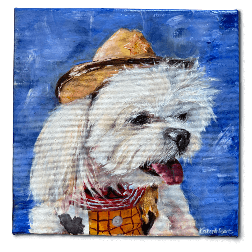 maltese dog portrait oil painting dog art custom dog portrait contemporary Maltese artwork