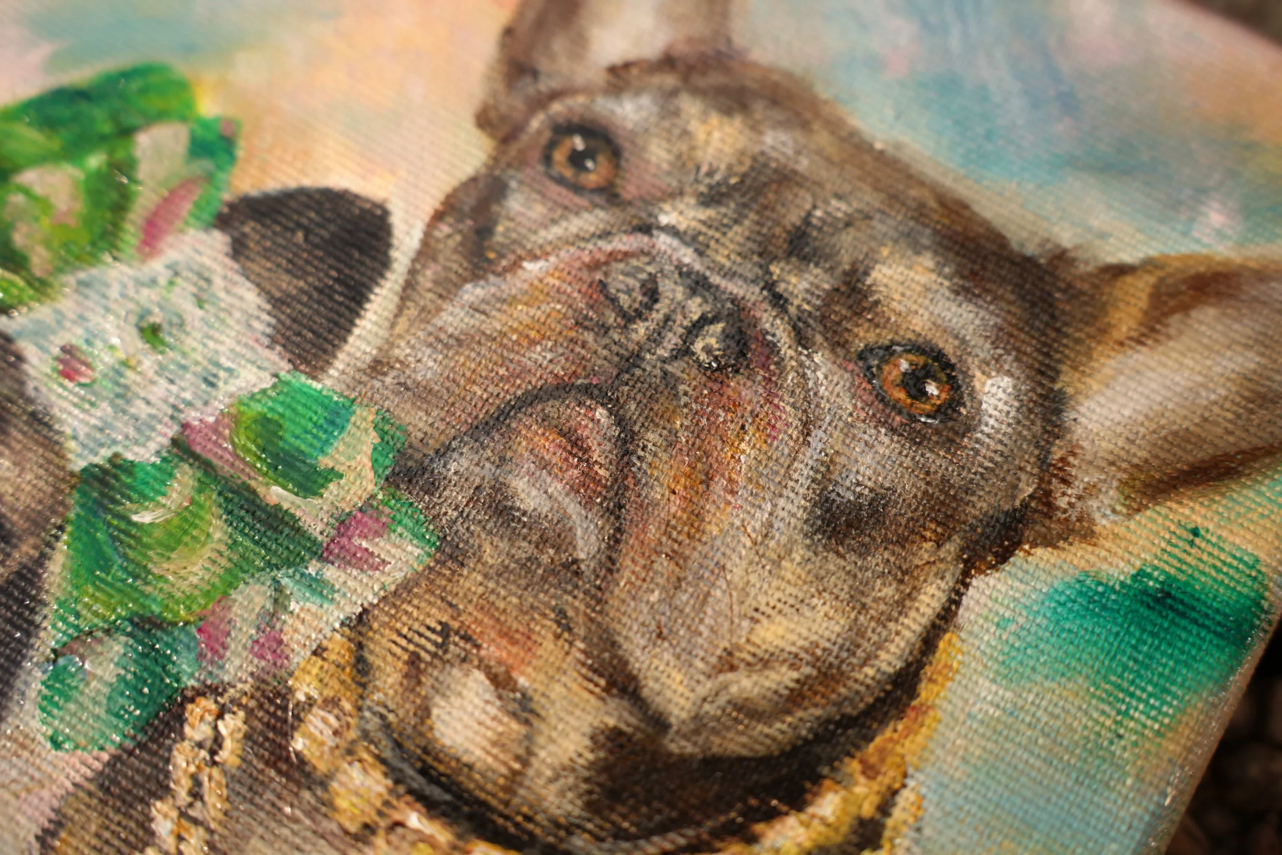 Französische Bulldogge Kunst hundeportrait frenchie gemalt