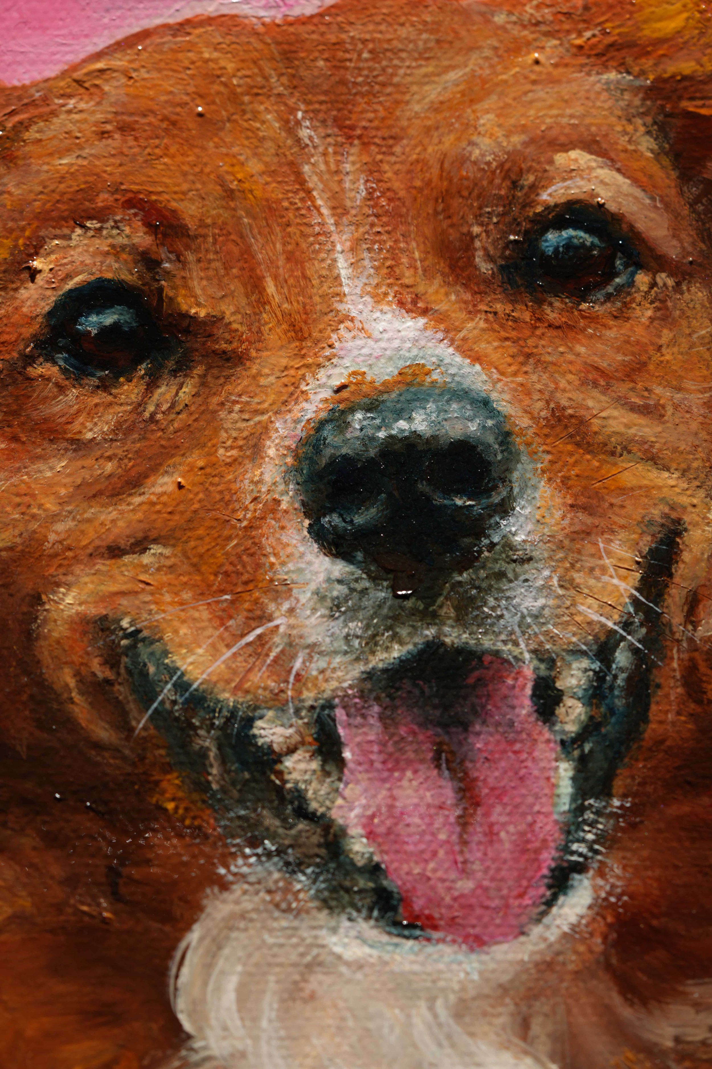 Golden Retriever Portrait lächeln handgemaltes Hundeportrait Ölgemälde individuelles Tierportrait nach maß