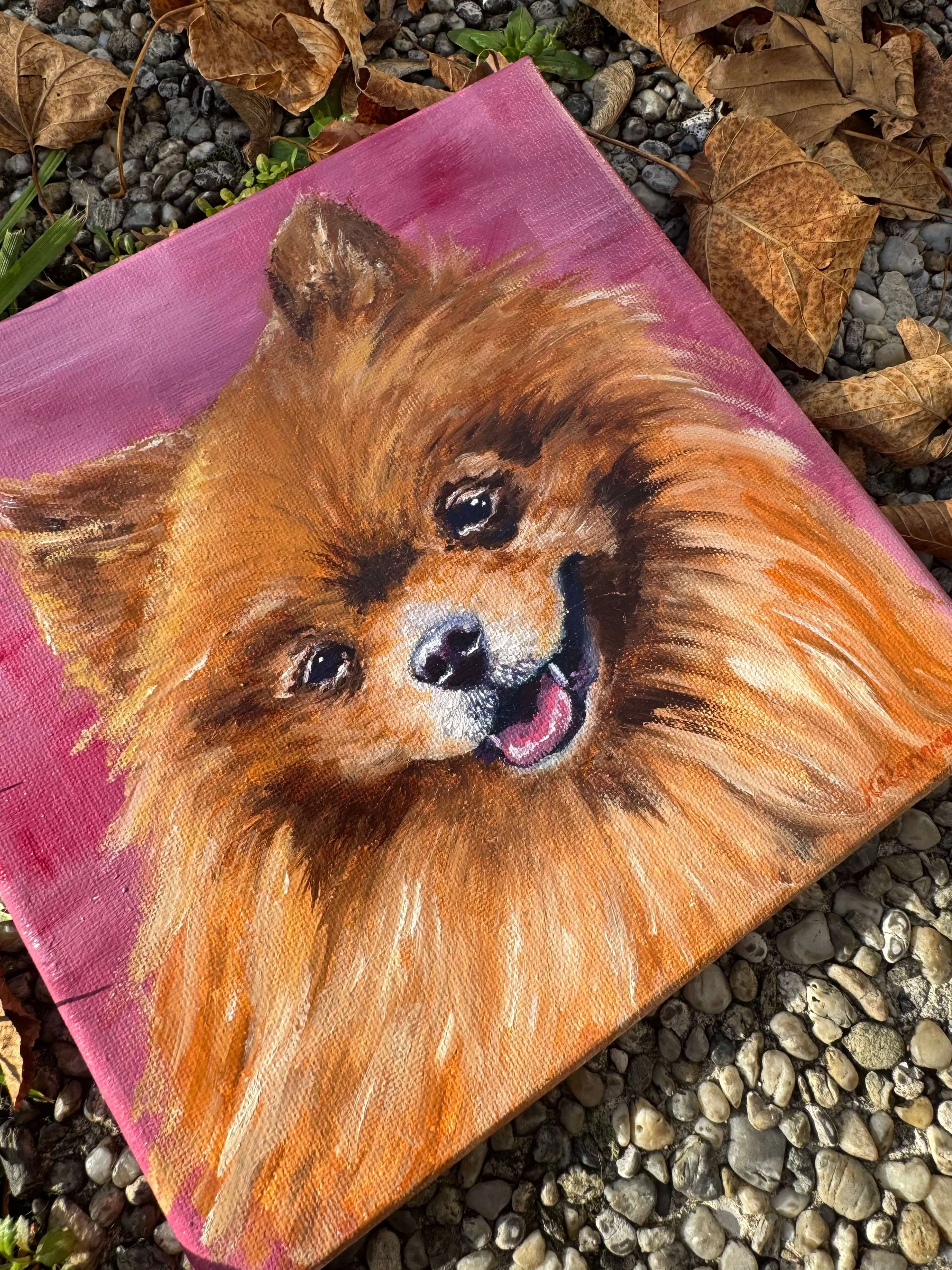 Pomeranian dog artwork Pomeranian painting custom dog portrait positive art