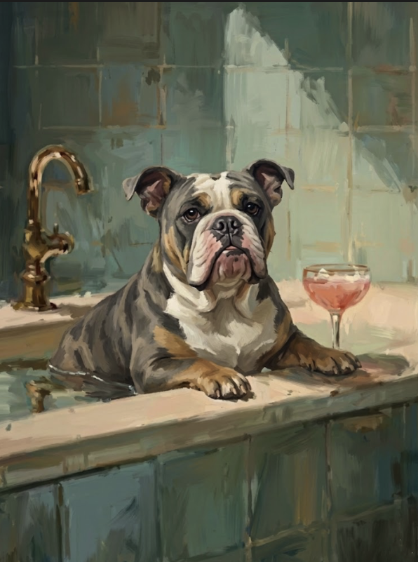 bulldog painting design idea bathroom