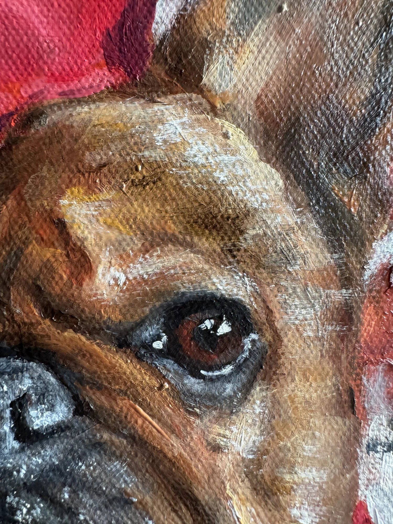 French bulldogs eye oil painting custom dog portrait frenchie art