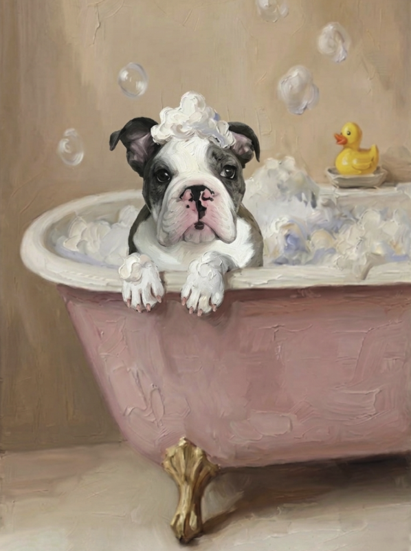 bulldog art design idea bathtub