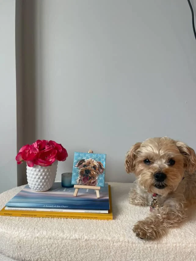 dog with her portrait dog oil painting