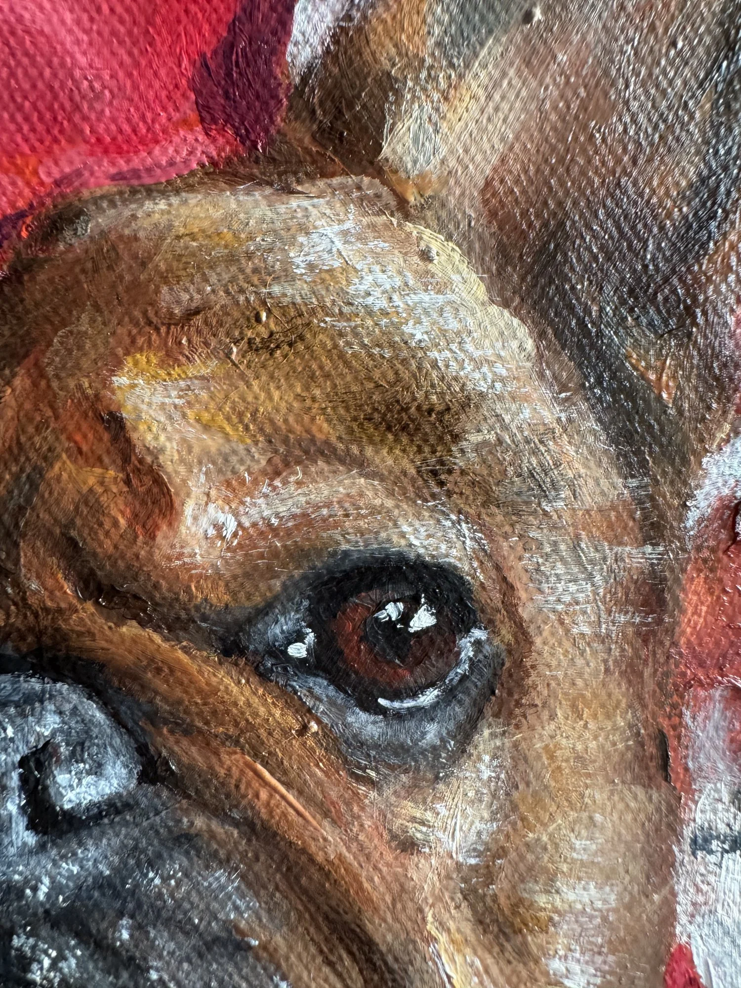 French bulldogs eye oil painting custom dog portrait frenchie art
