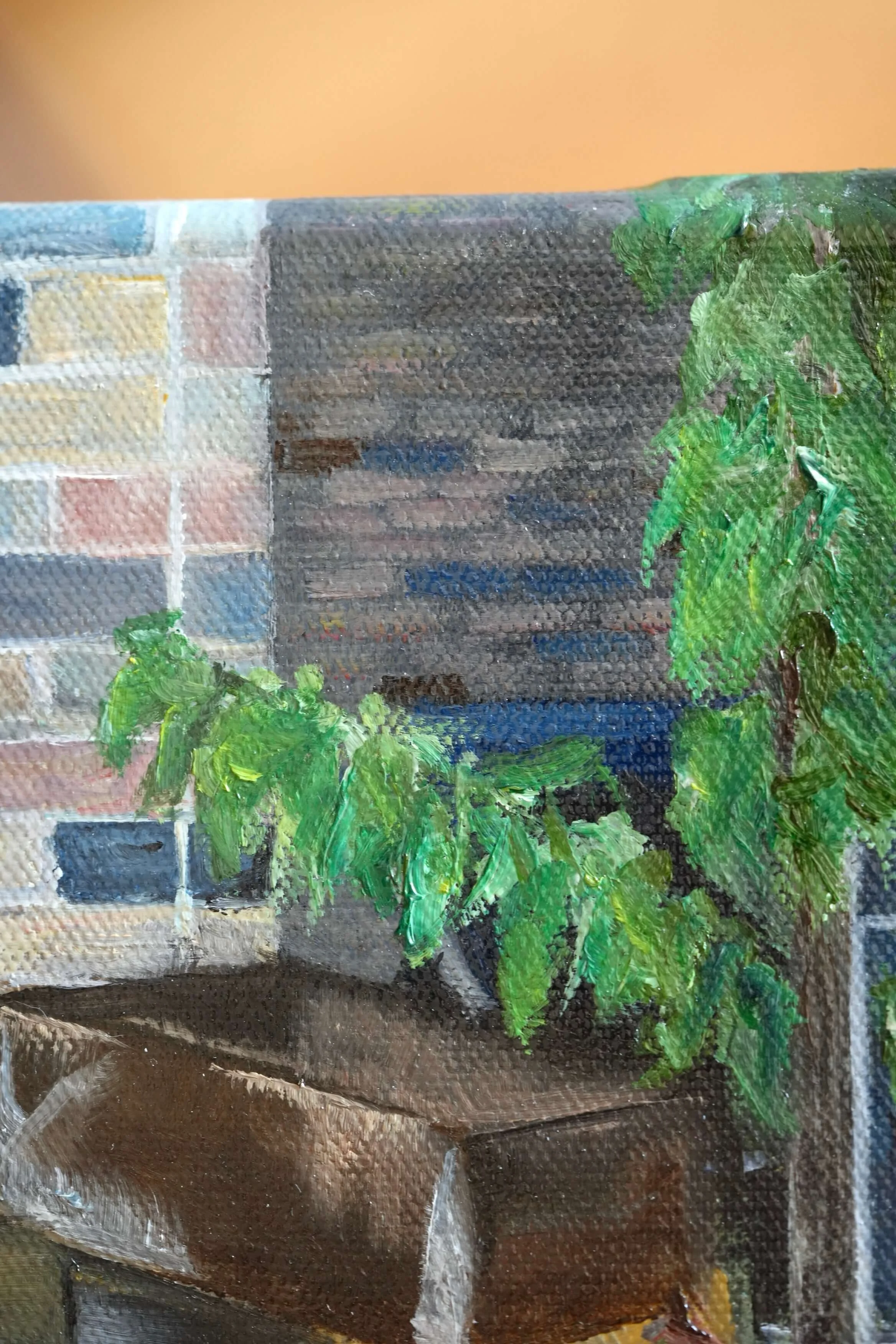 brick wall oil painting
