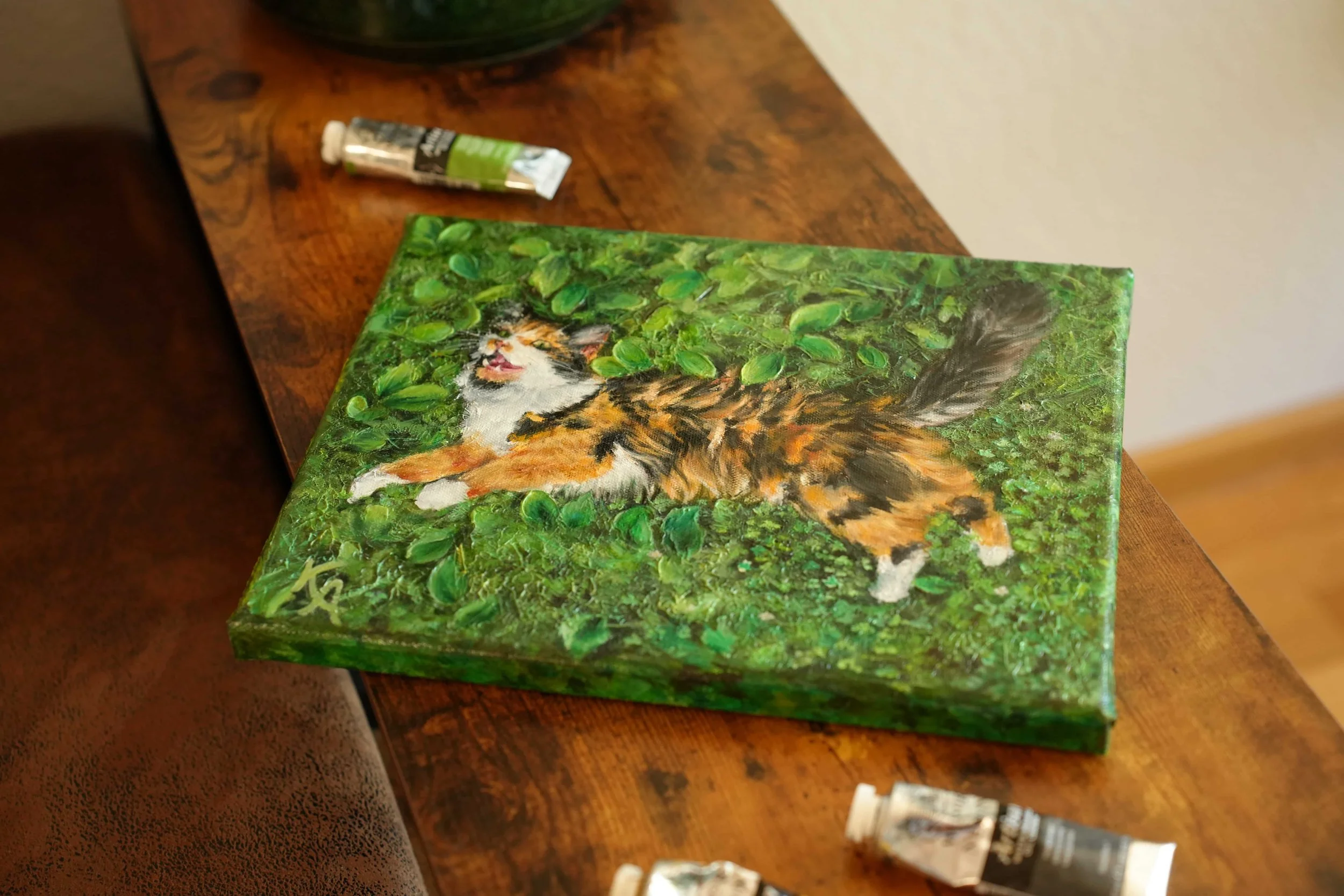 Katzenportrait Glückskatze Kunstwerk individuelles Katzengemälde