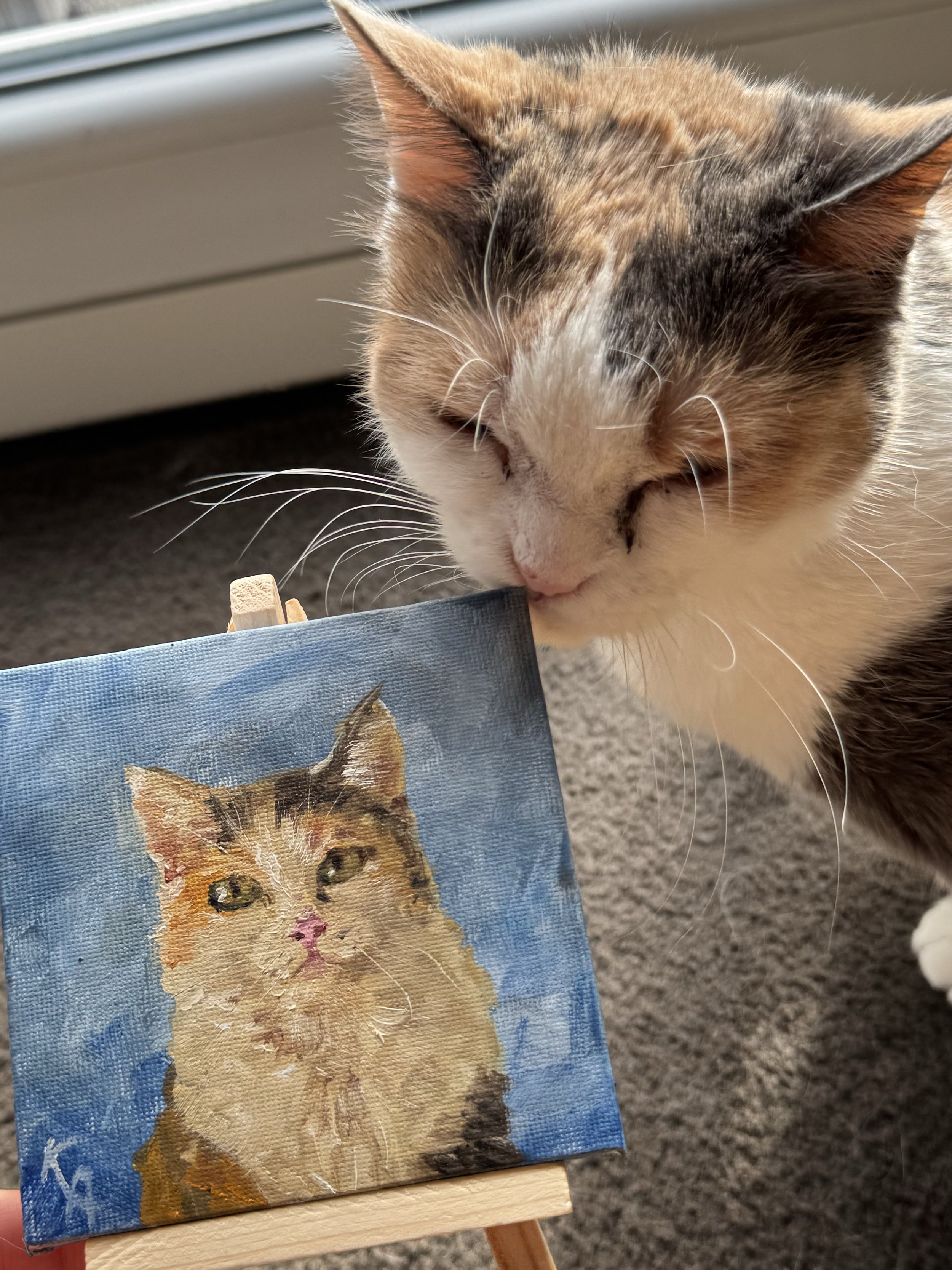 glückskatze portrait ölgemälde tierportrait