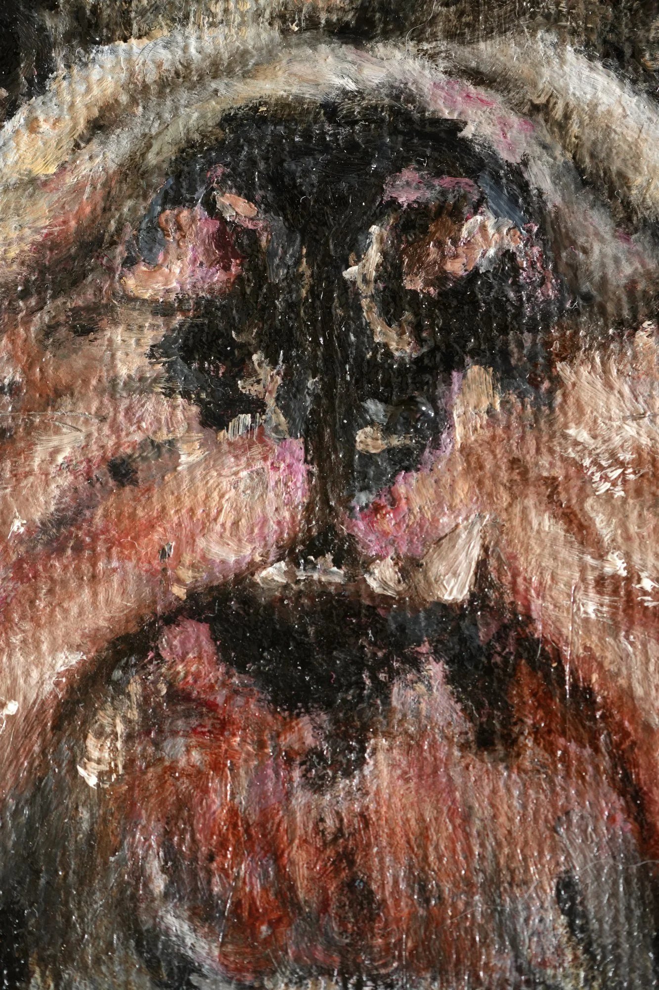 billdogs nose close up detailed oil painting photorealistic brushwork
