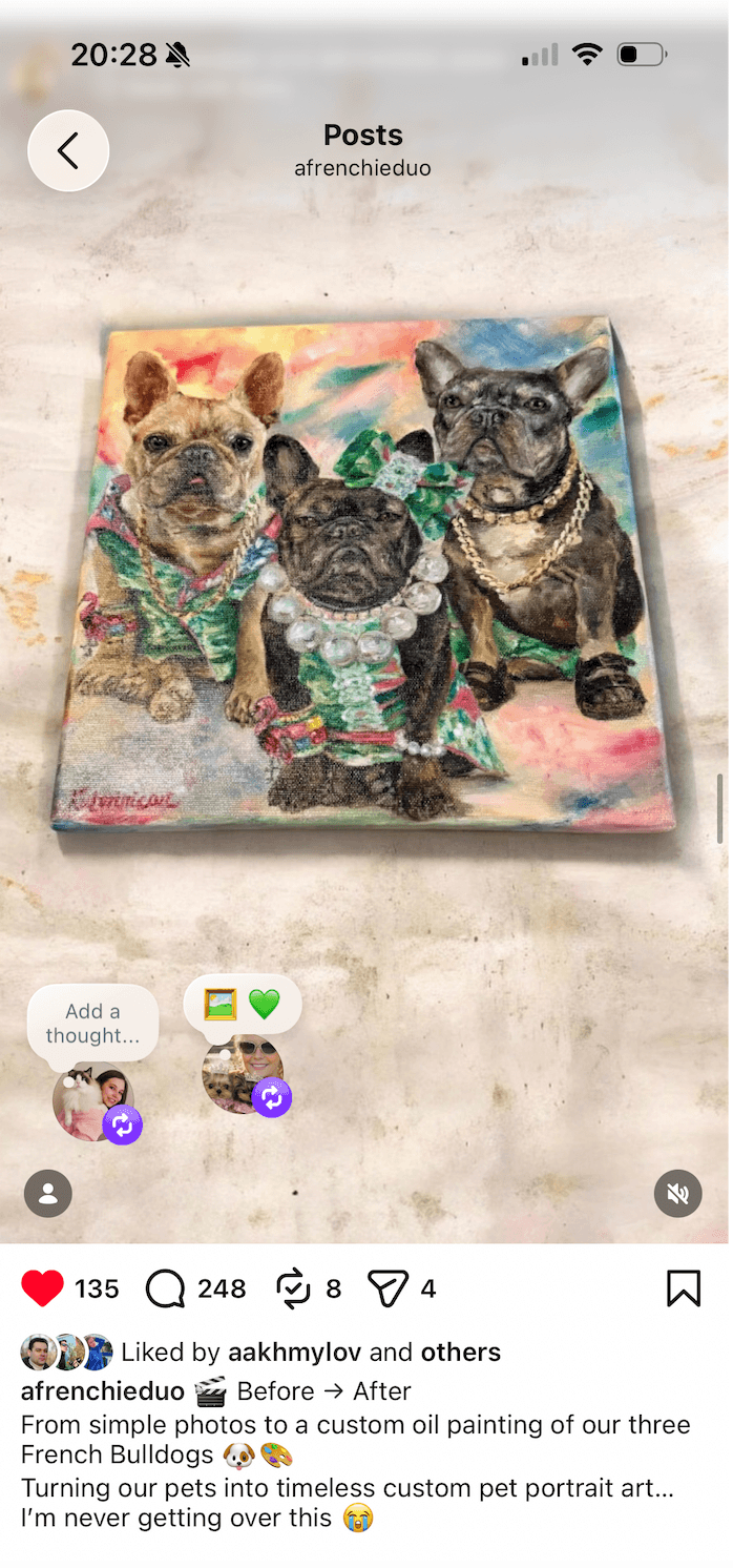 French bulldog trio portrait dog oil painting