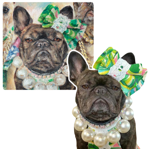 French bulldog portrait versus photo photorealistic contemporary portrait dog art