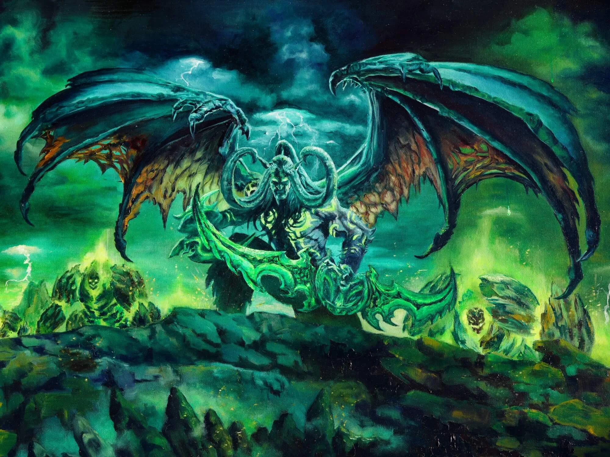 Illidan Stormrage fan art WoW Legion Art oil painting