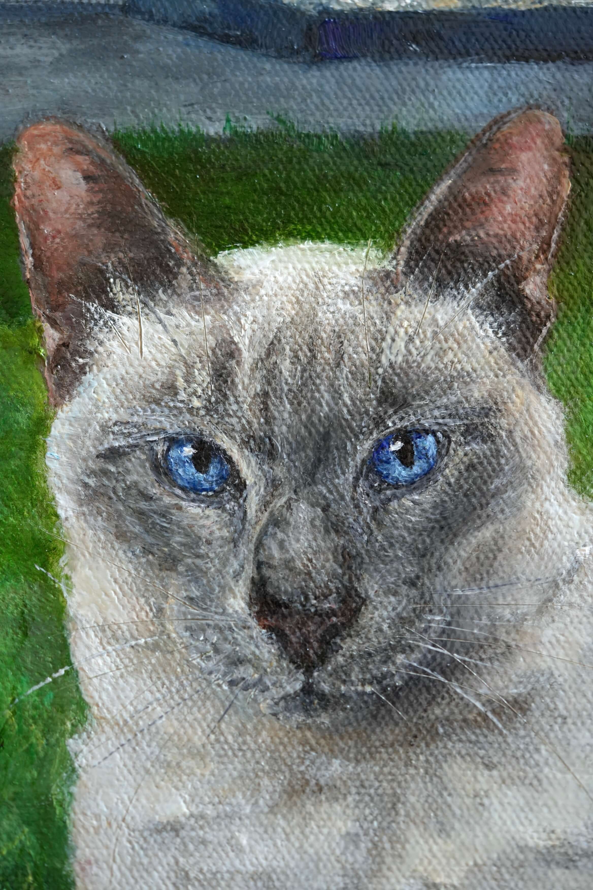 siamese cat portrait oil painting original cat art