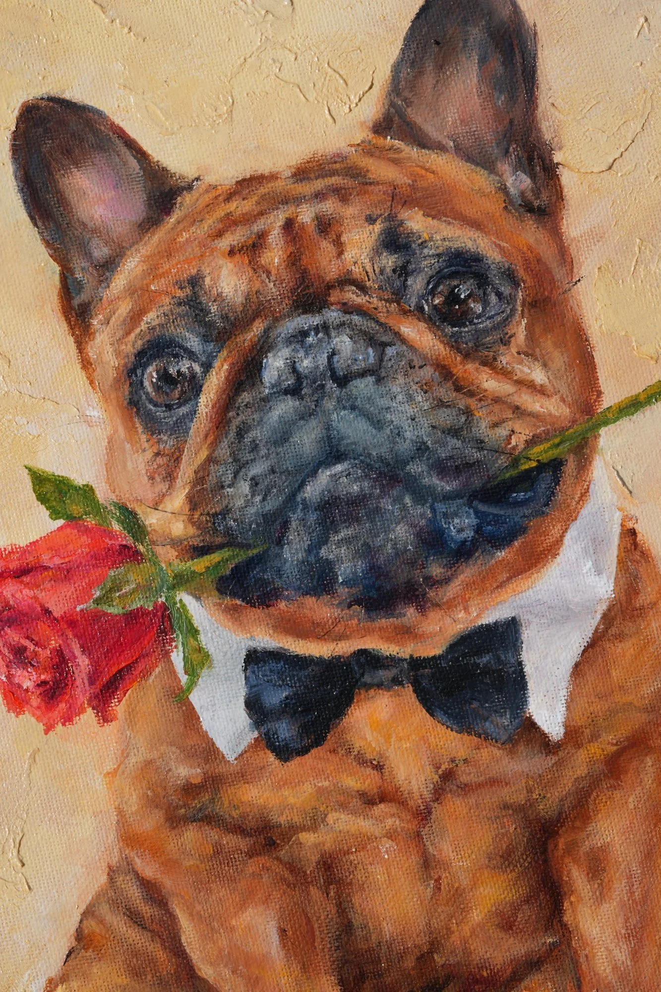 French Bulldog art Valentine artwork gift idea for men romantic dog painting frenchie art