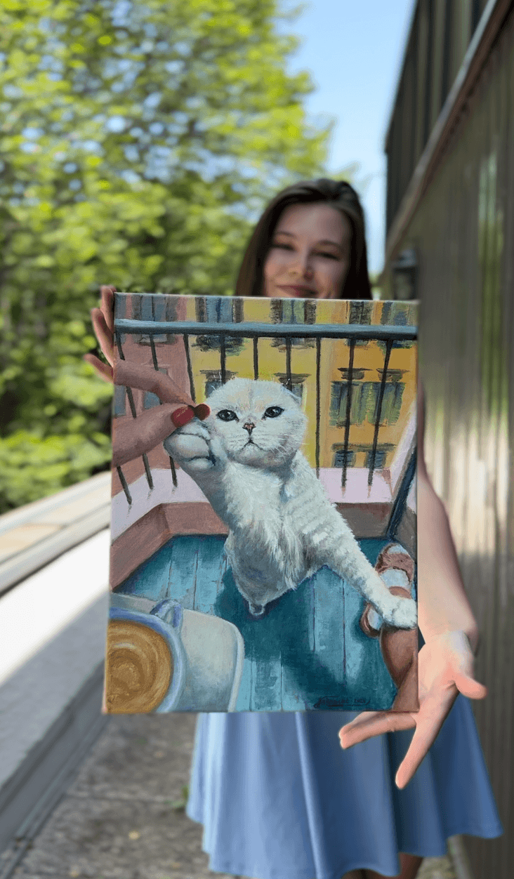 pet portrait artist Germany cat artwork cat custom portrait Scottish fold art