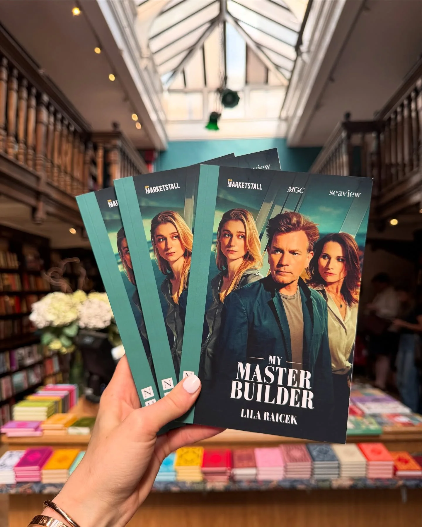 My Master Builder spotted in print around London! Thank you @nickhernbooks for this sexy edition that has sold out three times at the theatre (and Ewan has been signing nightly at the stage door) !📘🎭