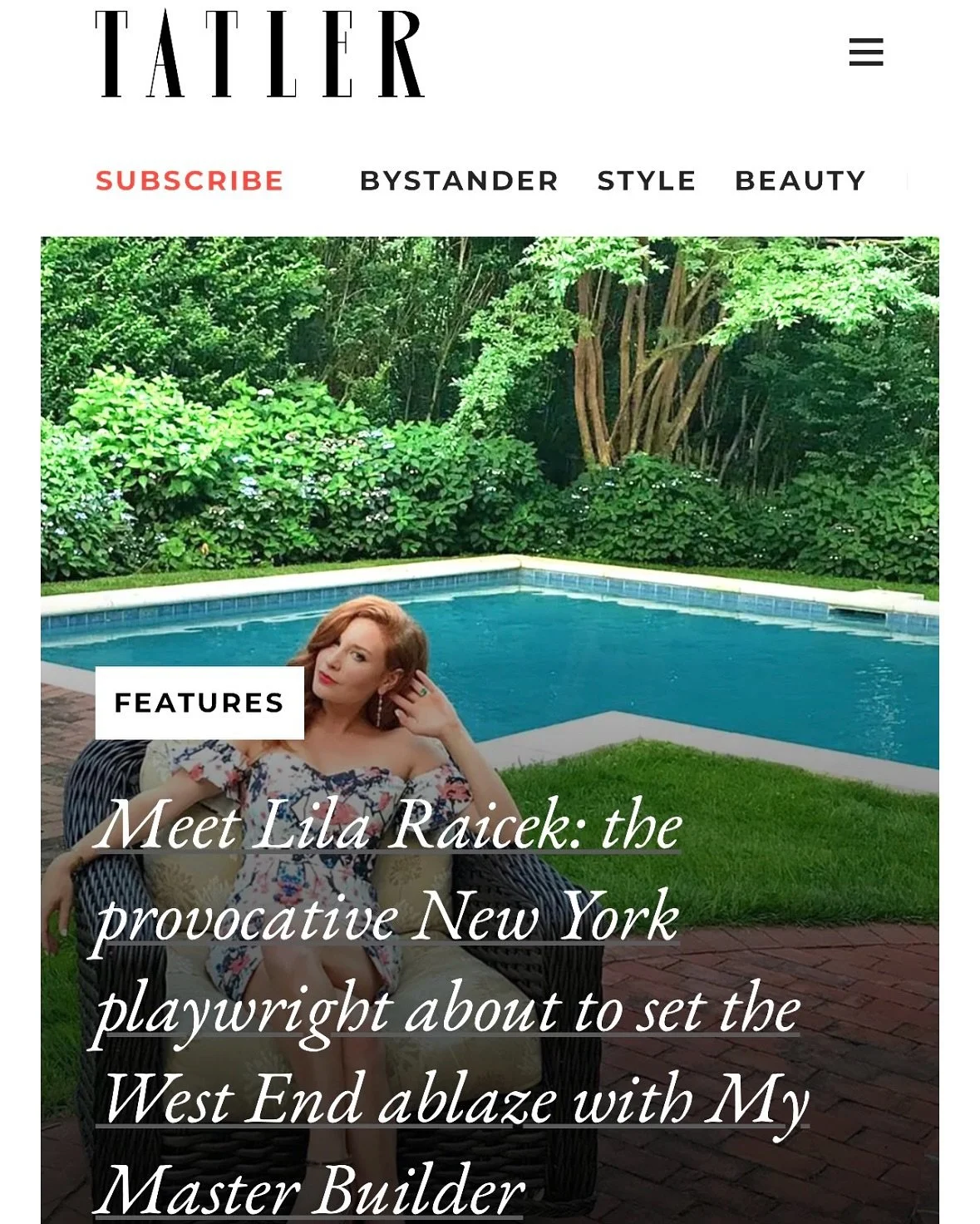 Thank you @tatlermagazine and loveliest @annabel_sampson for this piece, and meeting me (the day after I was mugged and phoneless!) to discuss @mmbtheplay 🩵