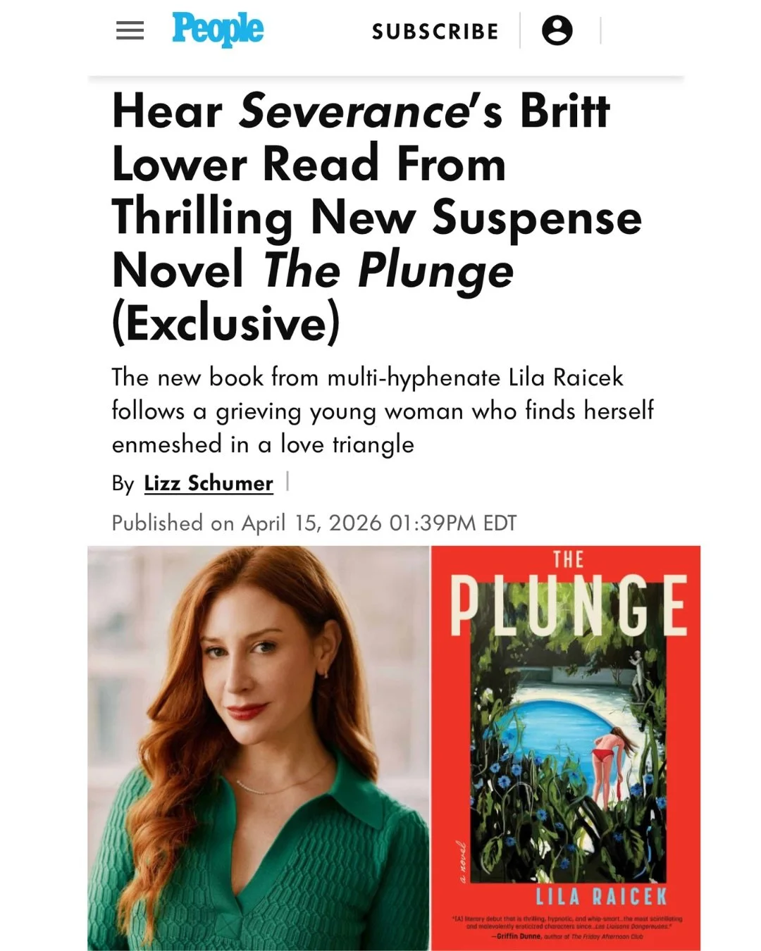 🚨 Exclusive from @people ! Listen to my brilliant Emmy Award-winning pal Britt Lower @brittle narrate the sinister prologue of THE PLUNGE in the most sultry, hypnotic voice imaginable&hellip; 🔥 🪸