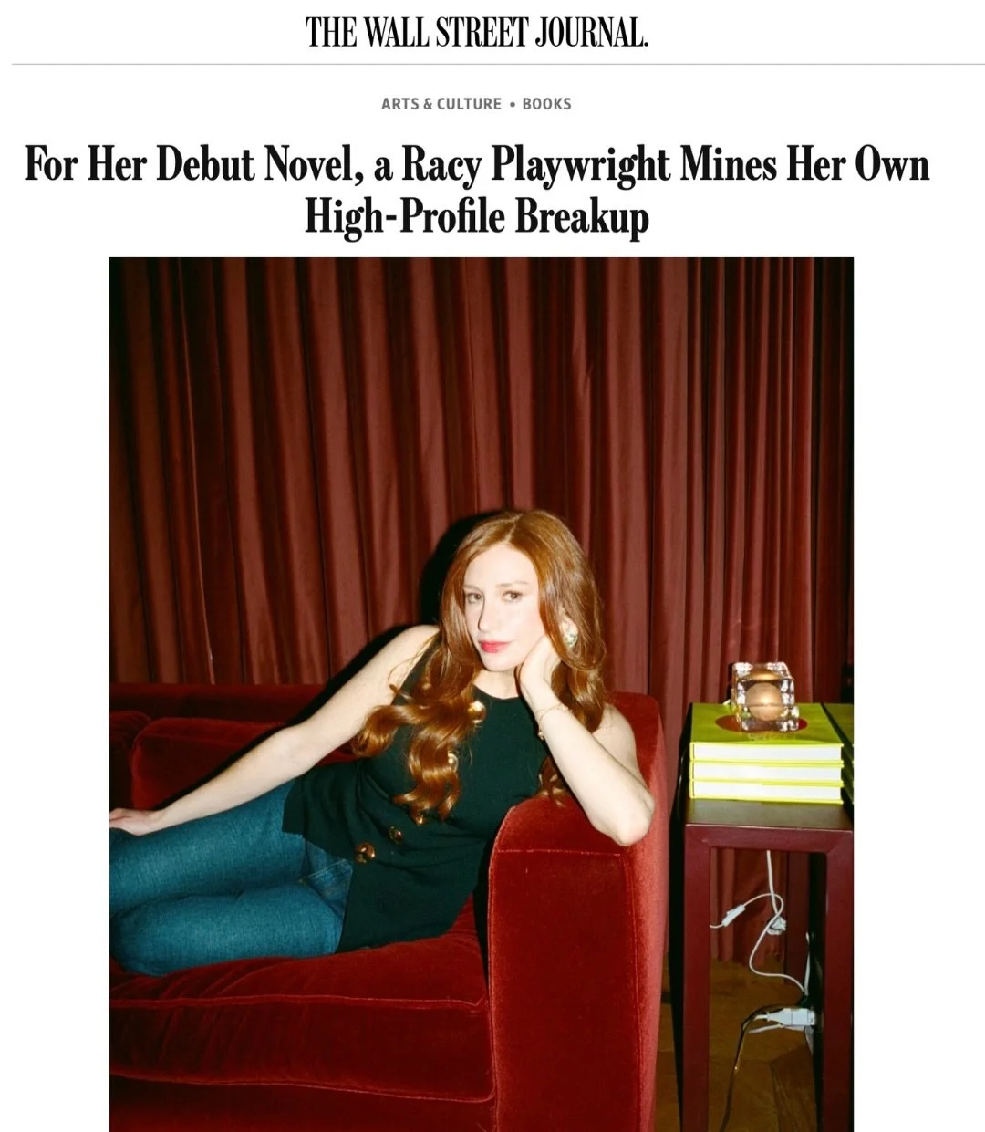 Never thought I&rsquo;d be called a &lsquo;racy playwright&rsquo; in a WSJ headline! Very grateful to @laurenomics for this provocative profile about The Plunge, my dark maids room era of despair, and naughty NSFW texts sent under tables, and @hellma