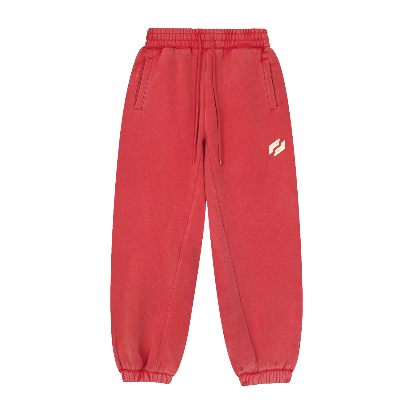 Faithfully Fit Fleeced Jogger Sweatpants Red with Cream