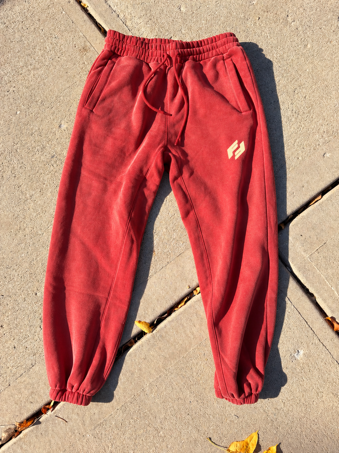 Faithfully Fit Fleeced Jogger Sweatpants Red with Cream