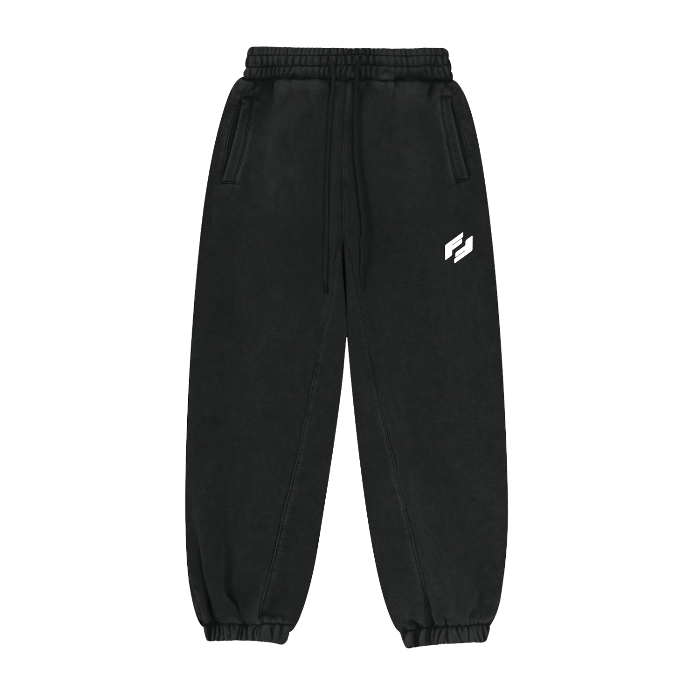 Faithfully Fit Fleeced Jogger Sweatpants Black with White